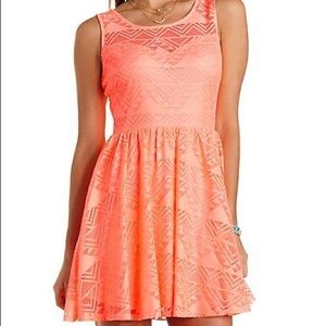 Charlotte Russe Geometric Lace Skater Dress